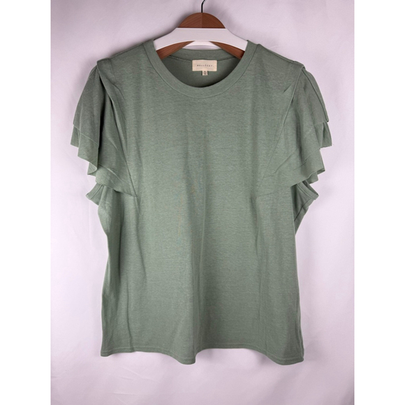 Melloday Tops - Women's Melloday Ruffle Sleeve T-Shirt Green Size XL $10 w/$25 purchase
